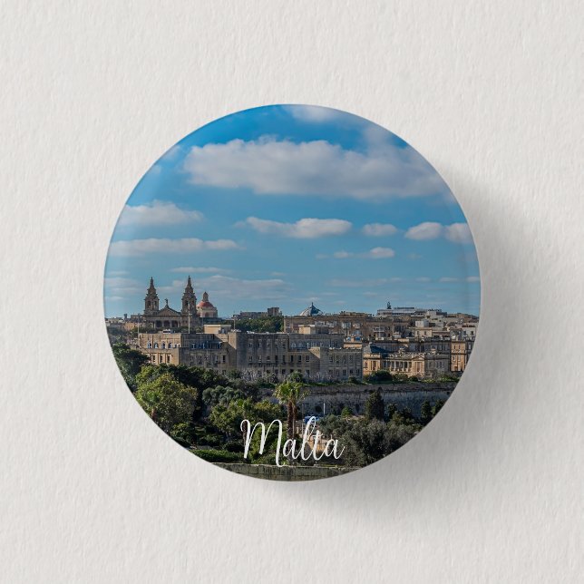 Panoramic view of Valletta old town in Malta 1 Inch Round Button (Front)