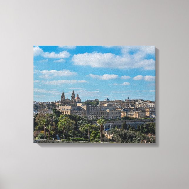 Panoramic view of Valletta old town in Malta Canvas Print (Front)