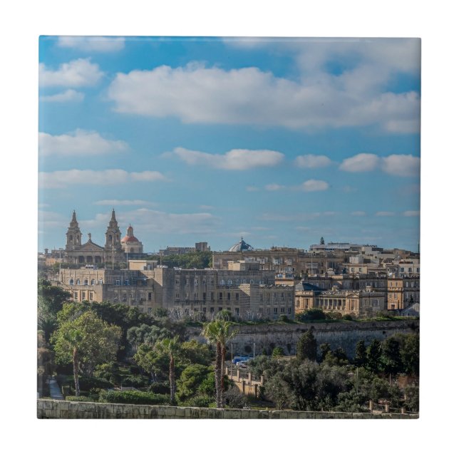 Panoramic view of Valletta old town in Malta Tile (Front)
