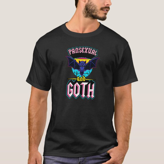 Pansexual And Goth Gothic Emo Bat Pride Lgbtq Hall T-Shirt (Front)