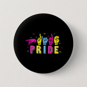 Pansexual ASL Pride Pan Rainbow Sign Language Deaf 2 Inch Round Button