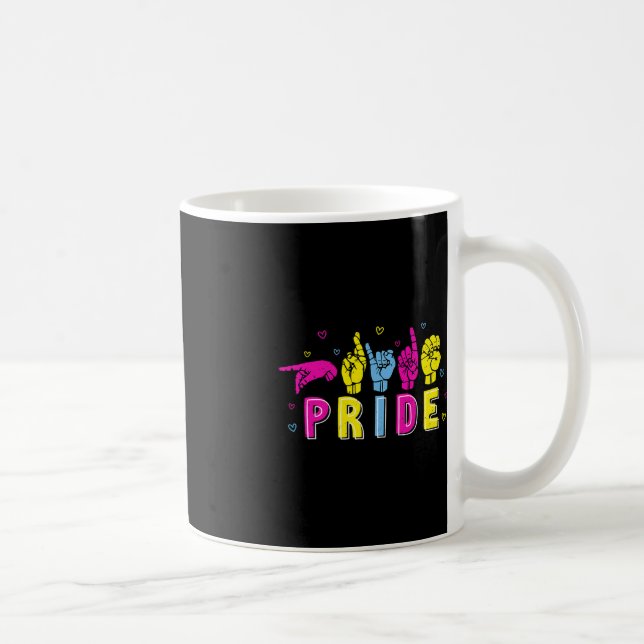 Pansexual ASL Pride Pan Rainbow Sign Language Deaf Coffee Mug (Right)