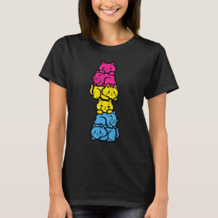 Pansexual Cat Stack Pan Pride Flag Lgbt Men Women T-Shirt