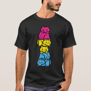 Pansexual Cat Stack Pan Pride Flag Lgbt Men Women T-Shirt