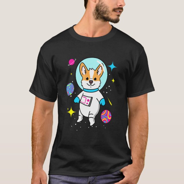 Pansexual Corgi In Space Pan Pride T-Shirt (Front)
