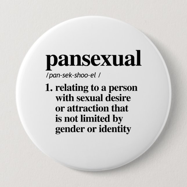Pansexual Definition - Defined LGBTQ Terms - 4 Inch Round Button (Front)