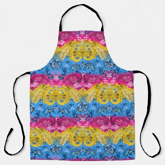 Pansexual Dragon Damask - Pride Flag Colours Apron (Front)