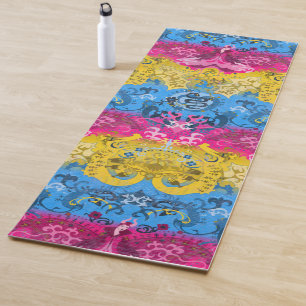 Pansexual Dragon Damask - Pride Flag Colours Yoga Mat