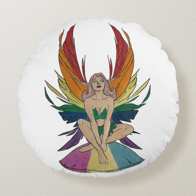 Pansexual Faerie Round Pillow (Front)