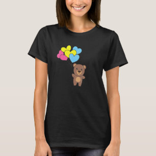 Pansexual Flag Balloon Hearts Pride Lgbtq Bear T-Shirt