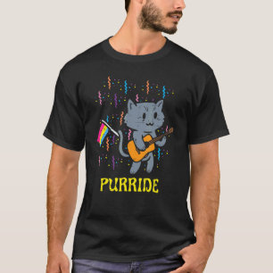 Pansexual Flag Cat Purride Guitar Pan Pride Month T-Shirt