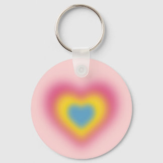 Pansexual flag colours on blurred heart keychain
