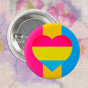 Pansexual Flag, Heart & Pride community / gender 1 Inch Round Button