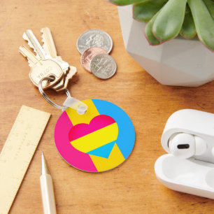 Pansexual Flag, Heart & Pride community / gender Keychain