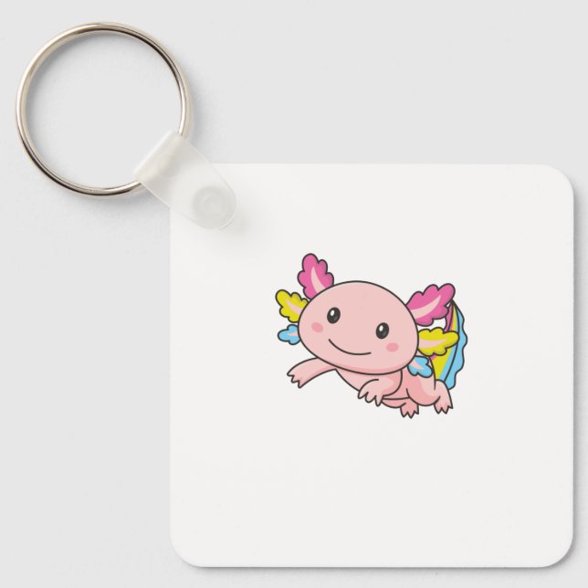 Pansexual Flag June Pride Lgbtq Axolotl Keychain (Front)