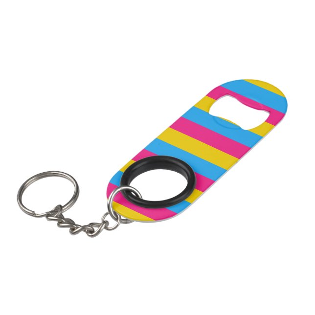 Pansexual Flag Keychain Bottle Opener (Front Angled)