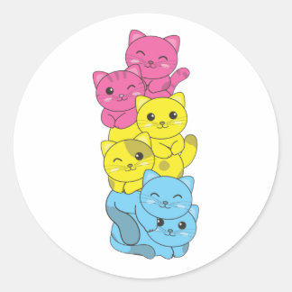 Pansexual Flag Pansexual Pride Lgbtq Cute Cat Clas Classic Round Sticker