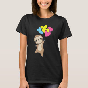 Pansexual Flag Pride Lgbtq Balloon Heart Sloth T-Shirt