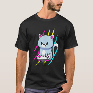 Pansexual Gaymer Geek Pride Lgbt Video Game Cat T-Shirt