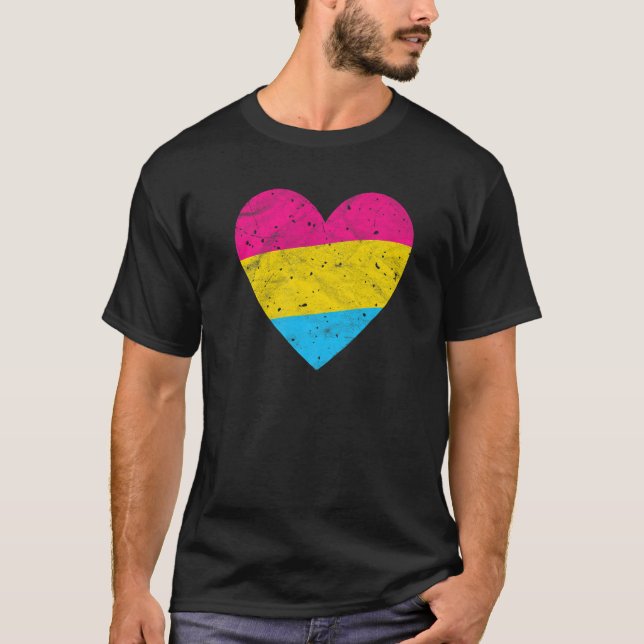 Pansexual Heart with Pan Flag  Pride Month Gender  T-Shirt (Front)