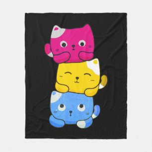 Pansexual Kawaii Cat Anime Art Cute Pan Pride LGBT Fleece Blanket