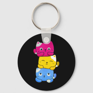 Pansexual Kawaii Cat Anime Art Cute Pan Pride LGBT Keychain