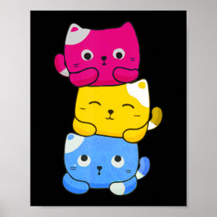 Pansexual Kawaii Cat Anime Art Cute Pan Pride LGBT Poster