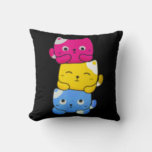Pansexual Kawaii Cat Anime Art Cute Pan Pride LGBT Throw Pillow
