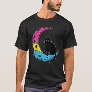 Pansexual Moon Space Cat Pan Pride Flag Lgbt Subtl T-Shirt