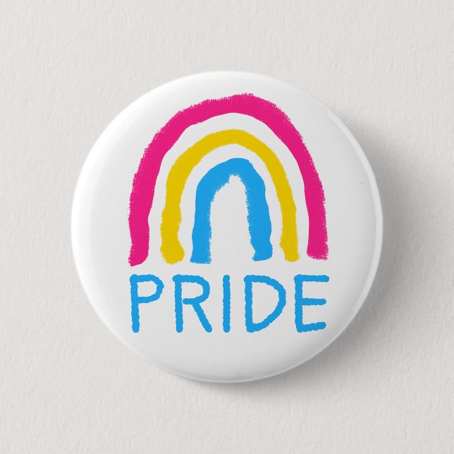 Pansexual Pan Pride Painted Crayon Rainbow 2 Inch Round Button (Front)