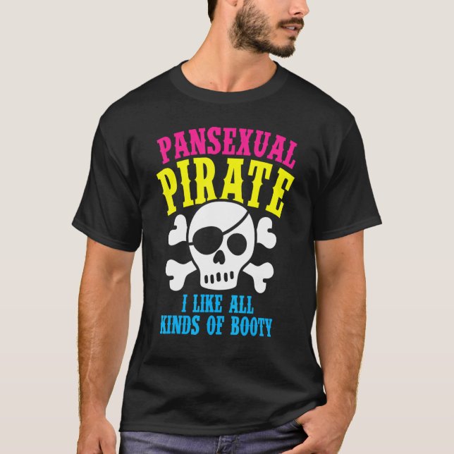Pansexual Pirate Booty Rainbow Ally LGBTQ Pride Co T-Shirt (Front)