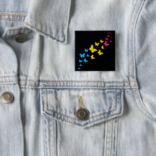 Pansexual Pride Butterfly Trail 2 Inch Square Button