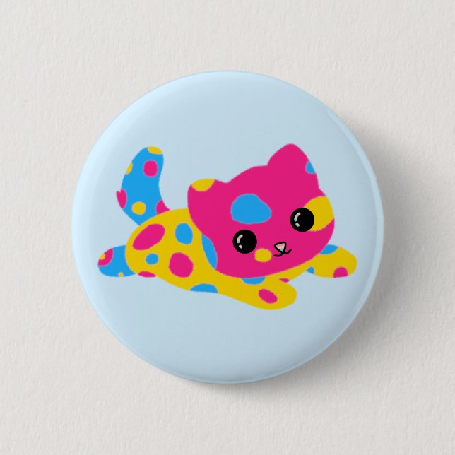 Pansexual Pride Cat Button (Front)