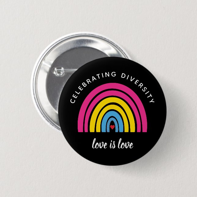 Pansexual Pride Celebrating Diversity Love Is Love 2 Inch Round Button (Front & Back)
