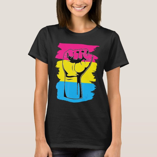 Pansexual Pride Fist Pansexuality Flag Queer Pan P T-Shirt (Front)