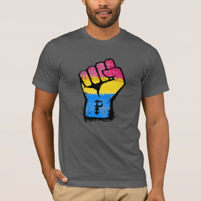 Pansexual Pride Fist T-Shirt (Front)