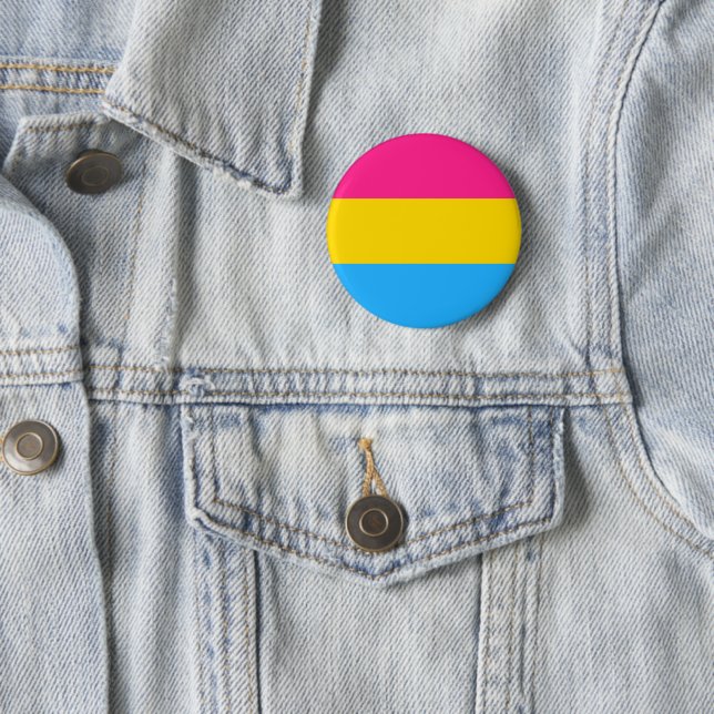 Pansexual Pride Flag 2 Inch Round Button (In Situ)