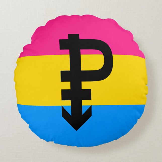 Pansexual Pride Flag Round Pillow (Front)
