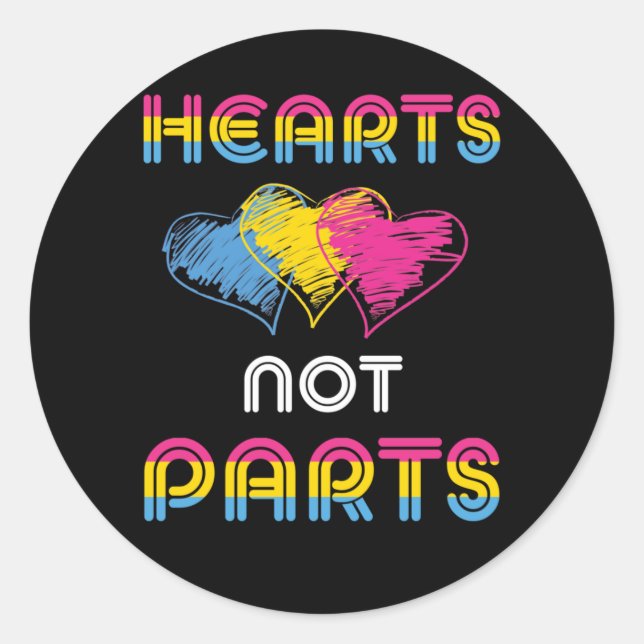 Pansexual Pride Heart Not Parts LGBT Distressed Classic Round Sticker (Front)