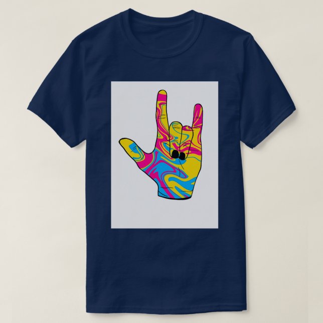 Pansexual pride I love you American sign Language  T-Shirt (Design Front)