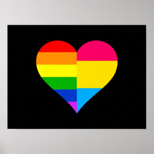 Pansexual Pride LGBT Heart Lesbian Gay Couple Poster
