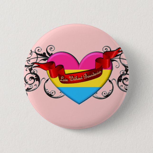 Pansexual Pride: Love Without Boundaries 2 Inch Round Button (Front)