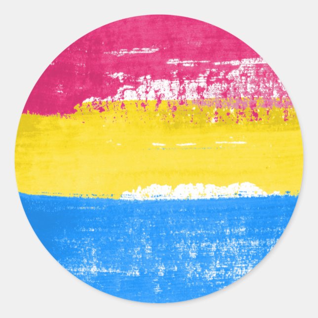 Pansexual Pride Paint Classic Round Sticker (Front)