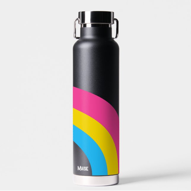 Pansexual Pride Rainbow Flag Cool Personalized Water Bottle (Front)