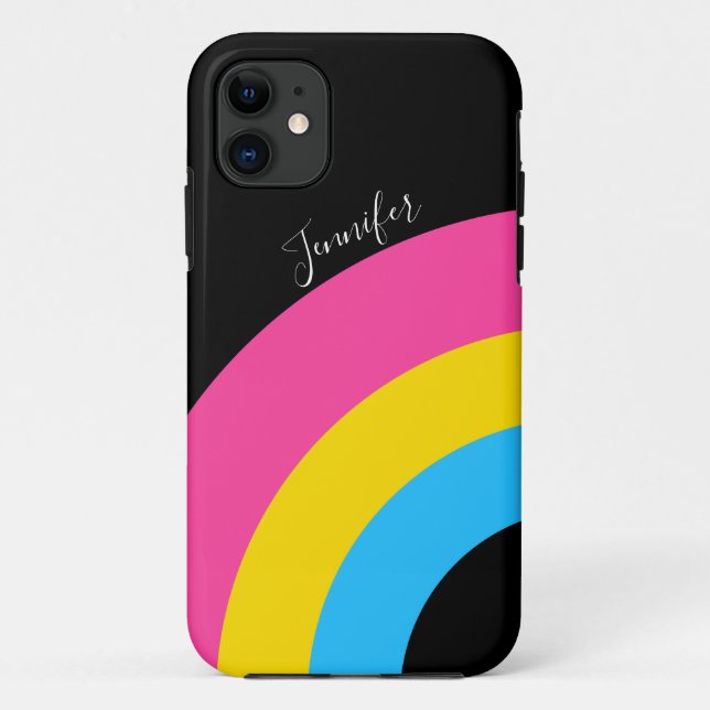 Pansexual Pride Rainbow Flag Pretty Monogram Case-Mate iPhone Case (Back)
