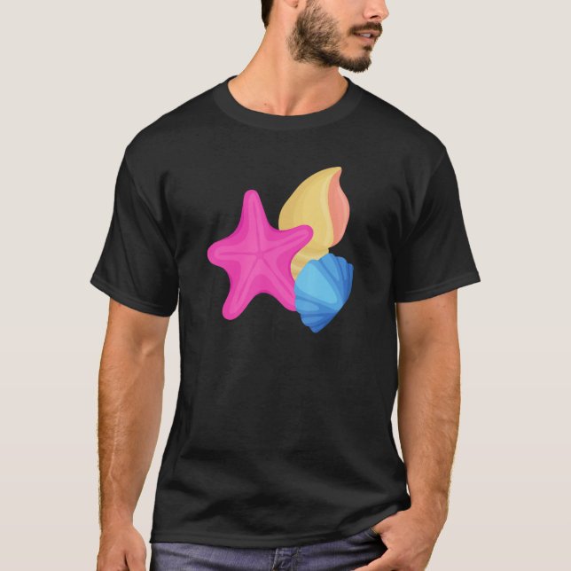 Pansexual Pride Seashells LGBTQ Pan Flag  LGBTQIA+ T-Shirt (Front)