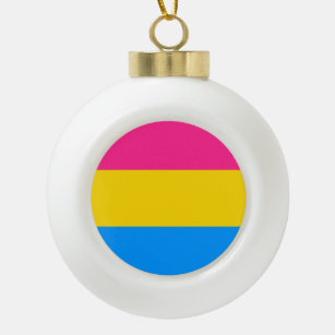Pansexual Pride Stripes Ceramic Ball Christmas Ornament