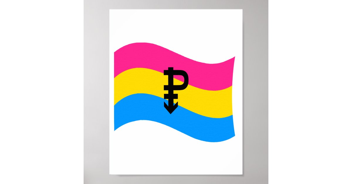 Pansexual Pride Symbol Wavy Flag Poster Zazzleca 7207