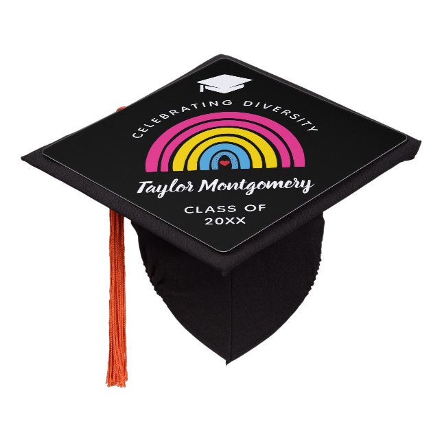 Pansexual Pride Year College High School Grad Cap (Angled)