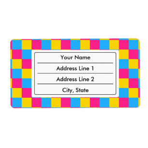 Pansexuality colors checkered pattern label